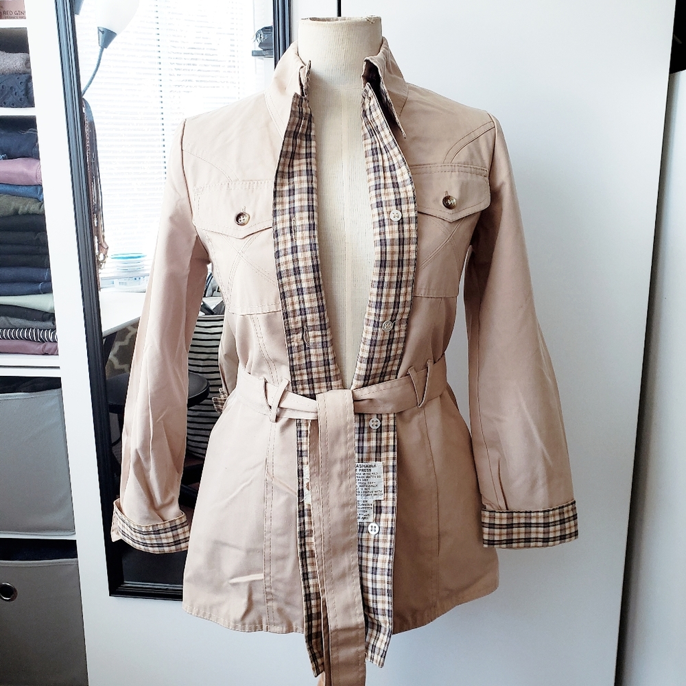 VINTAGE Neiman Marcus Jerold Jrs Short Utility Trench Coat
